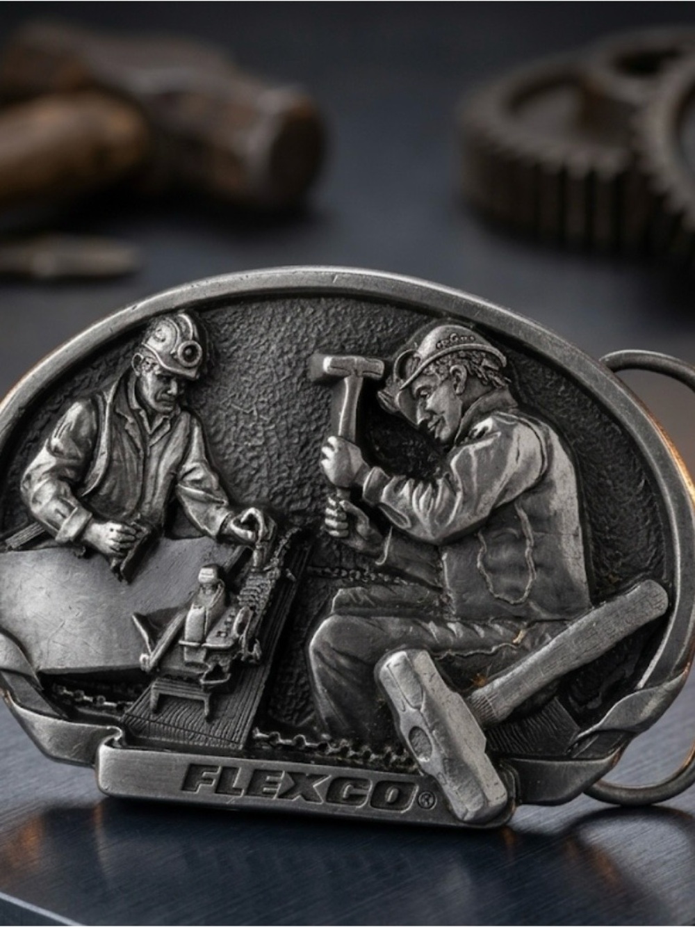 Silver-Tone Miners Belt Buckle - Men's Accessory